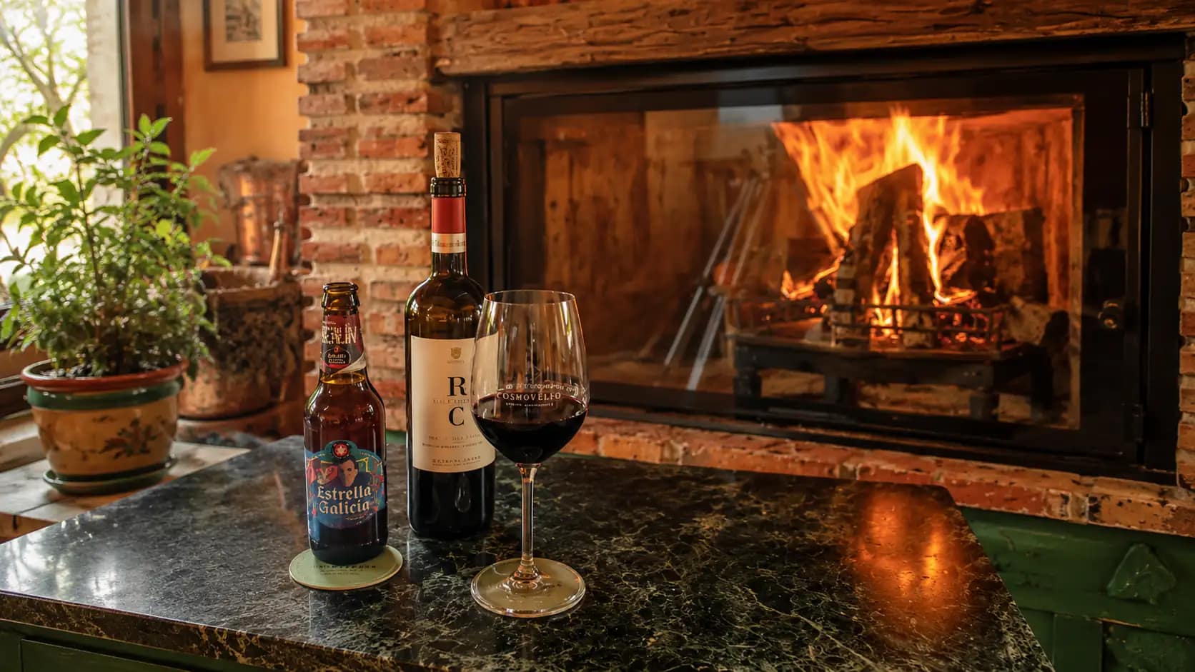 Descanso junto a la chimenea en una escapada rural en pareja
